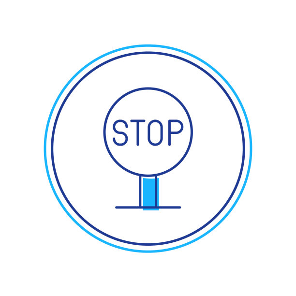 填充轮廓停止标志图标孤立在白色上图片下载