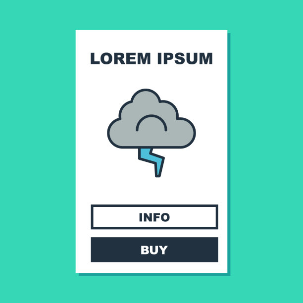 填充轮廓风暴图标孤立在绿松石上图片下载