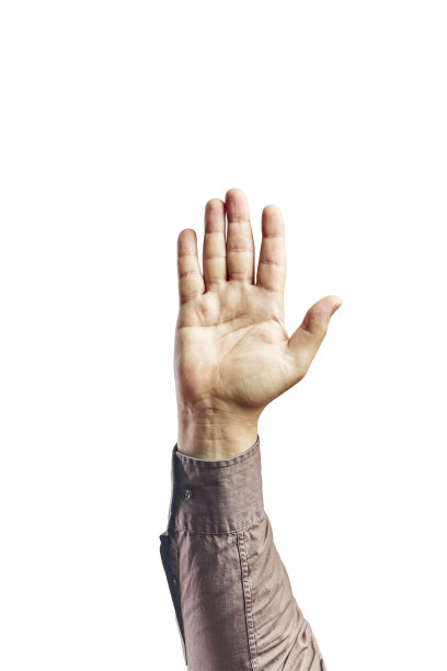 靠近男性的手，准备帮助或接受。手势孤立在白色背景与剪辑路径图片下载
