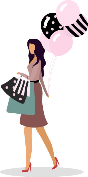 参观服装精品店平坦的颜色无面图片下载