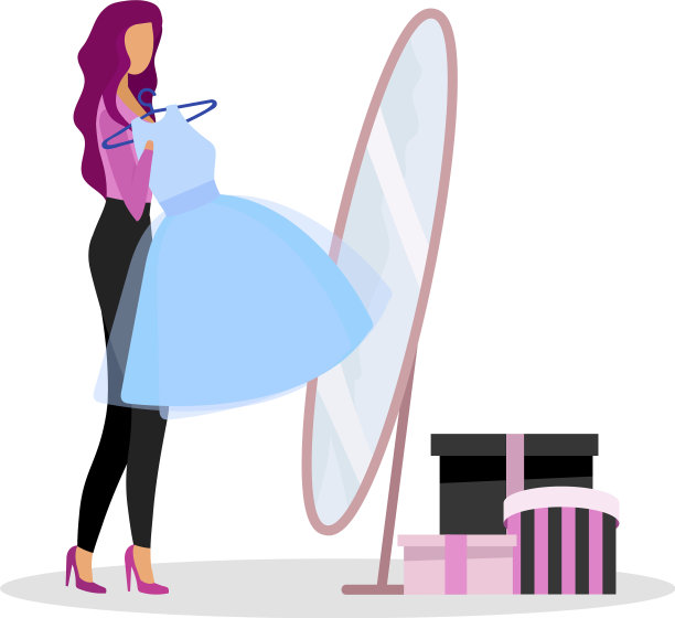 在店里试穿新衣服，颜色平淡，毫无表情图片下载