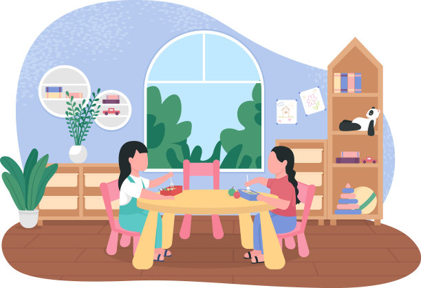 幼儿园晚餐休息2d网页横幅海报图片下载