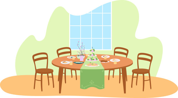 复活节餐桌设置2d网页横幅海报图片下载