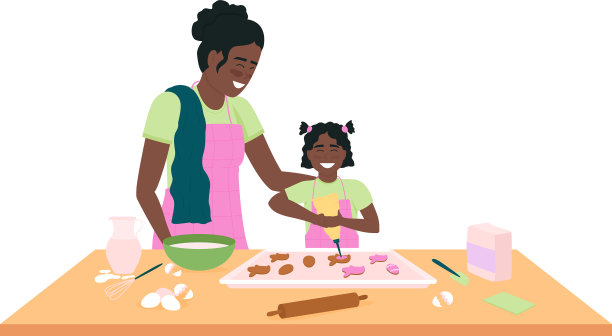 非裔美国母女烘焙图片下载