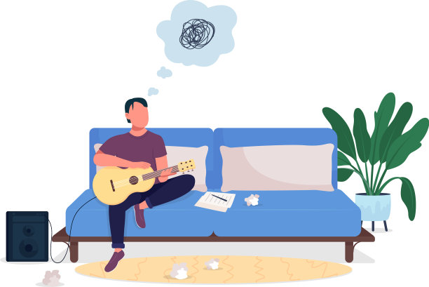 强调吉他手平淡的颜色，没有个性图片下载