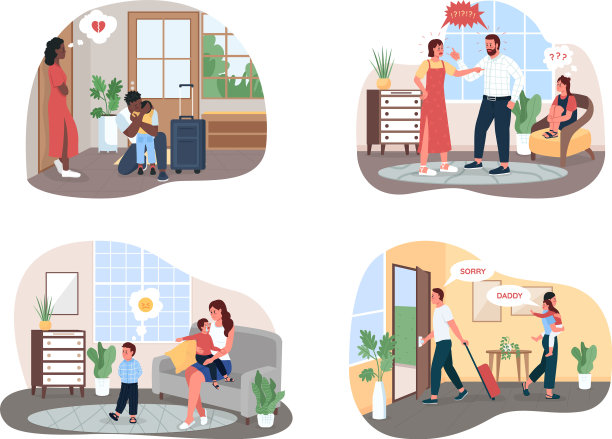 家庭冲突2d网页横幅海报集图片下载