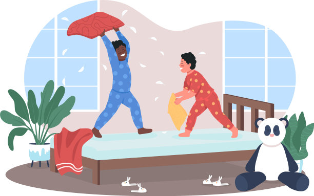 幼儿园2d网页横幅海报上的枕头大战图片下载