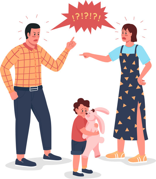 父母与被吓坏的孩子争论不休图片下载