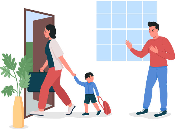 女人带着孩子离开丈夫平色图片下载