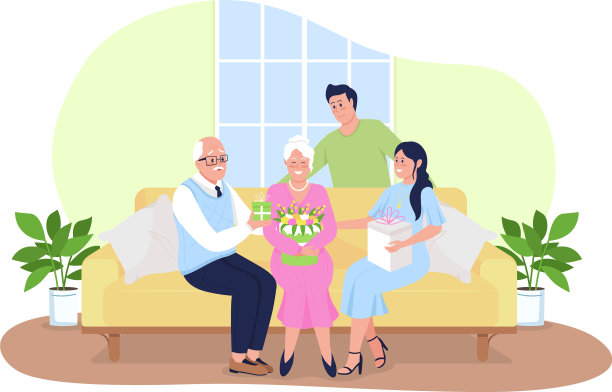 家庭节日一起庆祝2d网页横幅图片下载