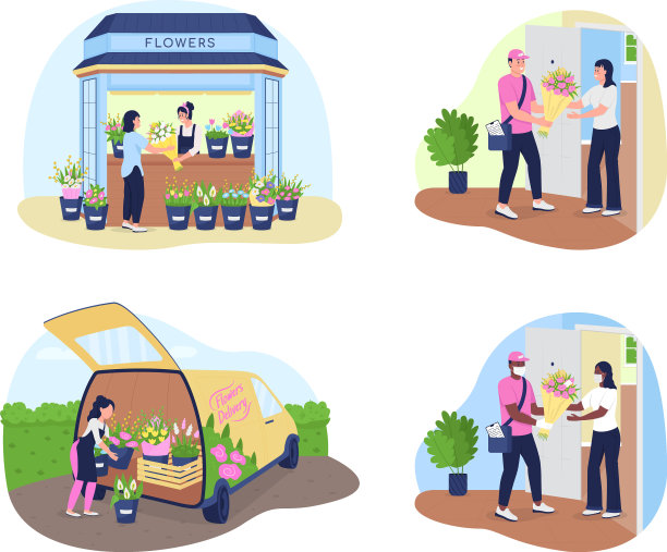 送花服务2d网页横幅海报套装图片下载