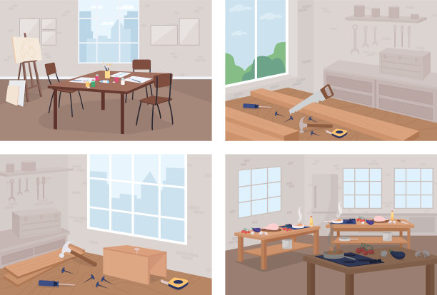 美术和工艺车间的平面色彩设置图片下载