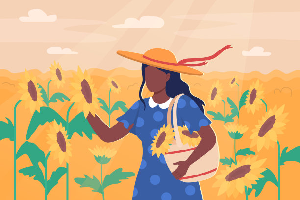 享受户外平坦的颜色向日葵图片下载