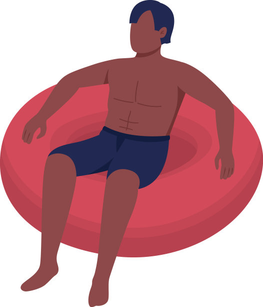 男子漂浮在充气浮平颜色图片下载
