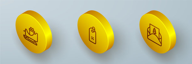 圣诞老人的雪橇设置等距线图片下载