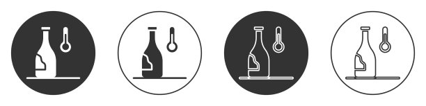 黑葡萄酒温度图标孤立在白色上图片下载