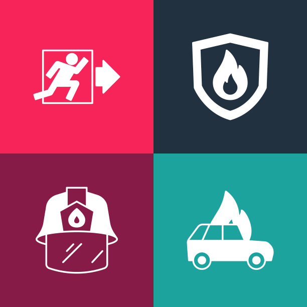 设置波普艺术燃烧汽车消防头盔图片下载