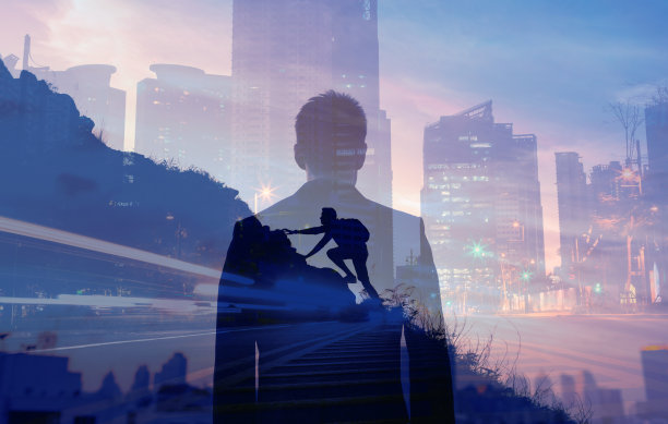 为成功而奋斗的商人。成就，成功，商业实力目标。图片下载