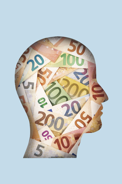 剪纸风格的人头和欧元钞票图片下载