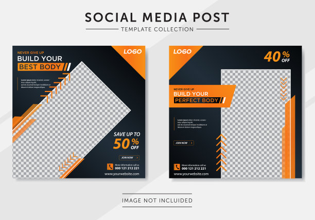 健身房健身社交媒体帖子模板图片下载