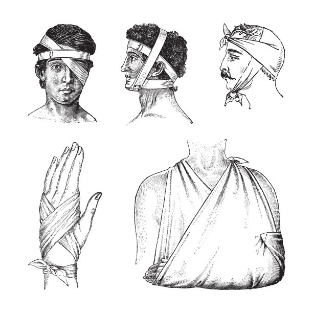 急救绷带-老式插图图片下载