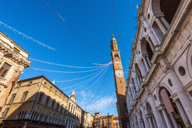 意大利维琴察威尼托的帕拉第安娜大教堂和古代市民塔图片下载