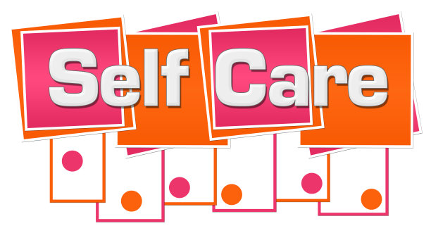 自我护理橙色粉红色方块条纹点底部图片下载