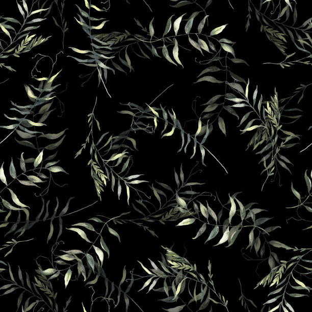 无缝图案与手绘水彩叶。可爱的设计为夏季纺织品设计，剪贴簿纸，装饰。花卉无缝模式图片下载