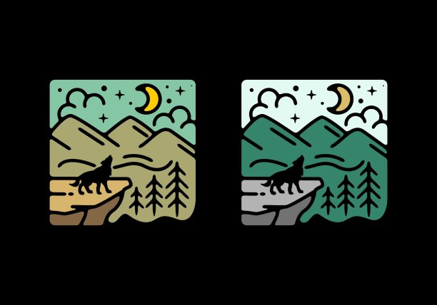 野狼的线条艺术插图图片下载