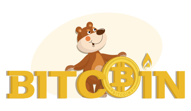 比特币。熊市。概念水平海报，矢量可编辑的模板与有趣的字符图片下载