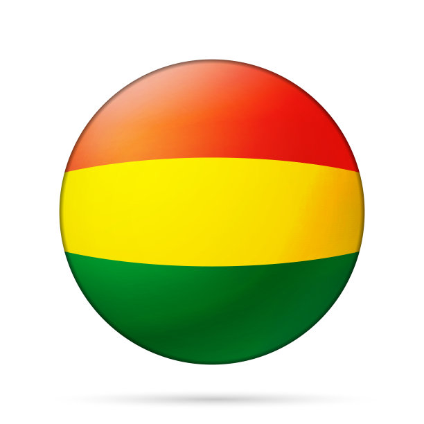 玻利维亚国旗玻璃灯球。圆球，模板图标。国家的象征。光滑的现实的球。三维抽象矢量插图突出显示在白色背景。大泡沫图片下载