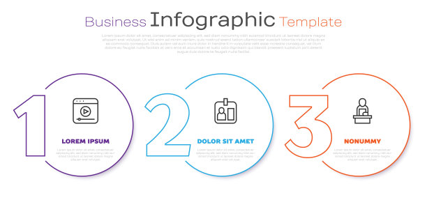 设置线上直播流，记者身份证和突发新闻。业务信息模板。向量图片下载