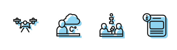 设置线路采访，无人机，天气预报和信息图标。向量图片下载