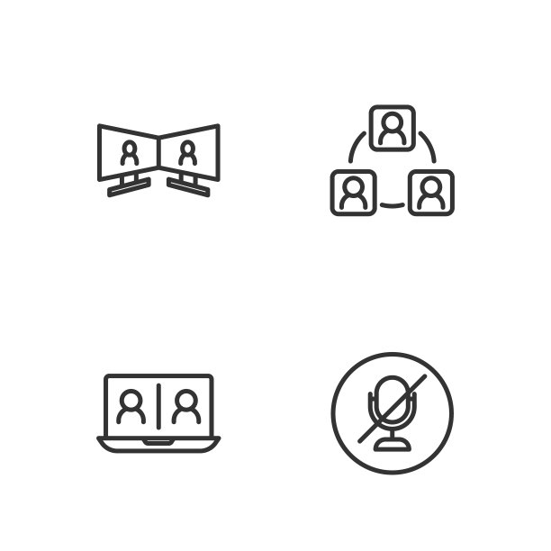 设置线路静音麦克风、视频会议、会议图标。向量图片下载