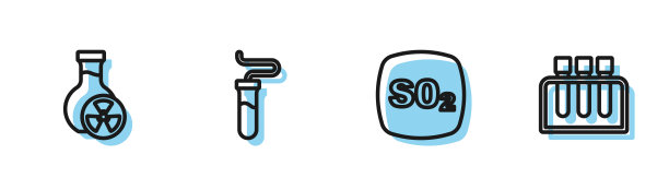设置二氧化硫SO2，有毒液体试管，图标。向量图片下载