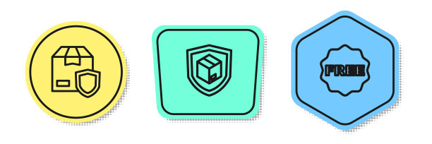 设置有屏蔽的安全送料，免贴米标。颜色的形状。向量图片下载