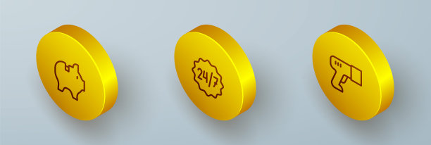 设置等距线存钱罐，24小时时钟和扫描仪扫描条形码图标。向量图片下载