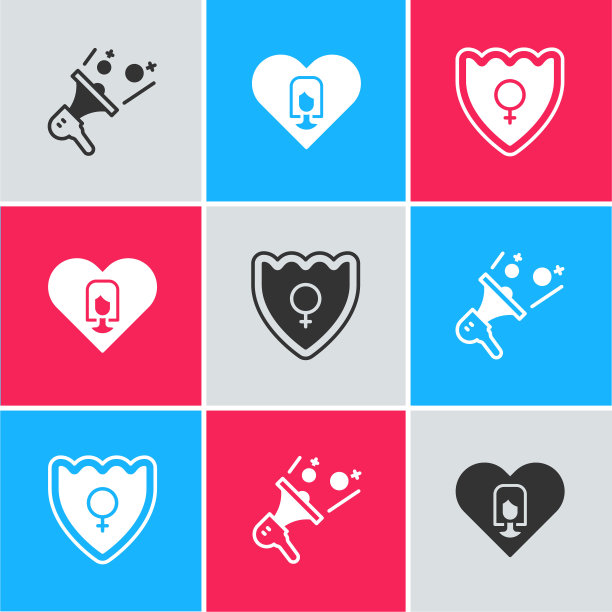 集女权主义活动家、女性之心、性别盾牌、女性偶像于一体。向量图片下载