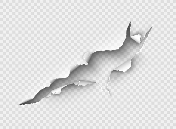 在透明的背景上撕开的纸撕裂的洞图片下载