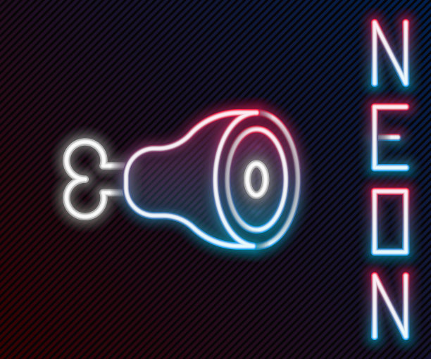 发光的霓虹灯线鸡腿图标孤立在黑色背景上。鸡腿。色彩斑斓的轮廓的概念。向量图片下载