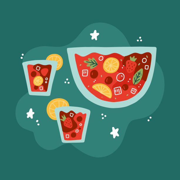 手绘令人耳目一新的桑格利亚汽酒插图矢量插图图片下载