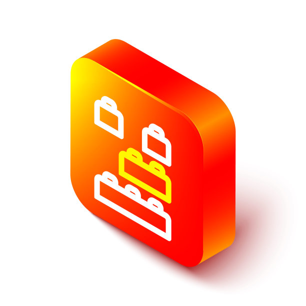 玩具积木砖为儿童图标孤立在白色背景上。橙色平方按钮。向量图片下载