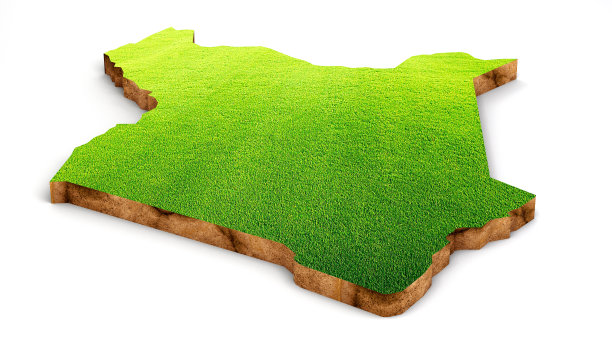 在白色背景上孤立的肯尼亚3d地图。3 d演示。图片下载