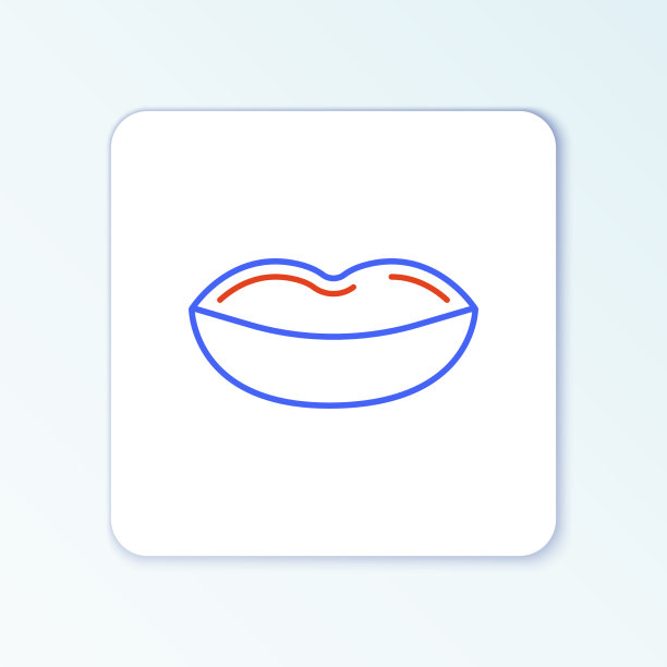 线微笑的嘴唇图标孤立在白色图片下载