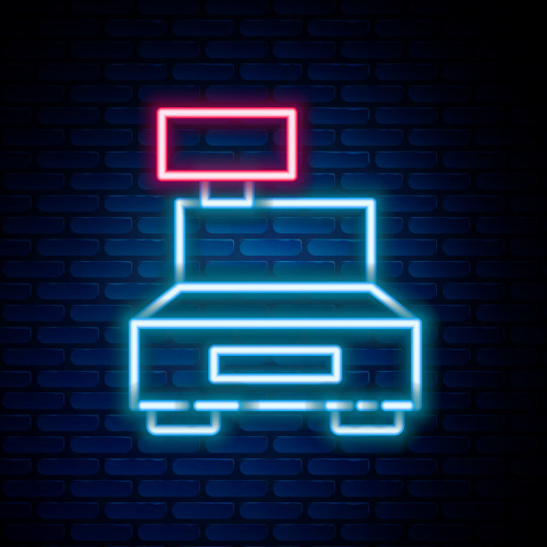 发光的霓虹灯线收银机用一个图片下载