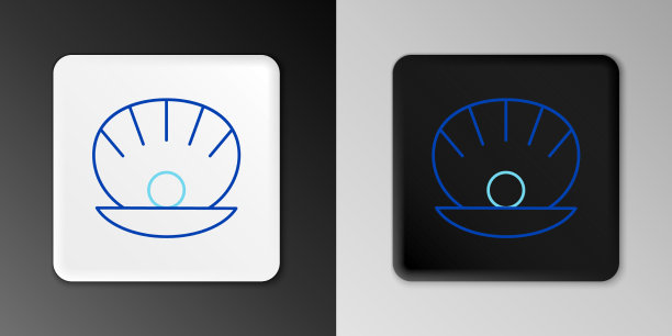 线自然开壳与珍珠图标隔离图片下载