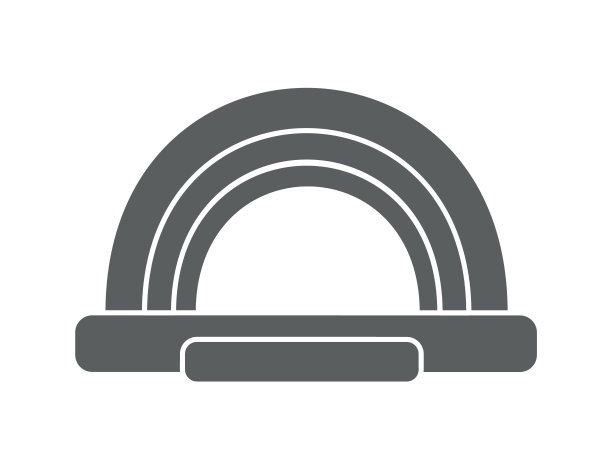 有弹性的充气城堡。儿童游乐场的塔及设备。跳的房子的迹象。字形矢量剪影图标图片下载