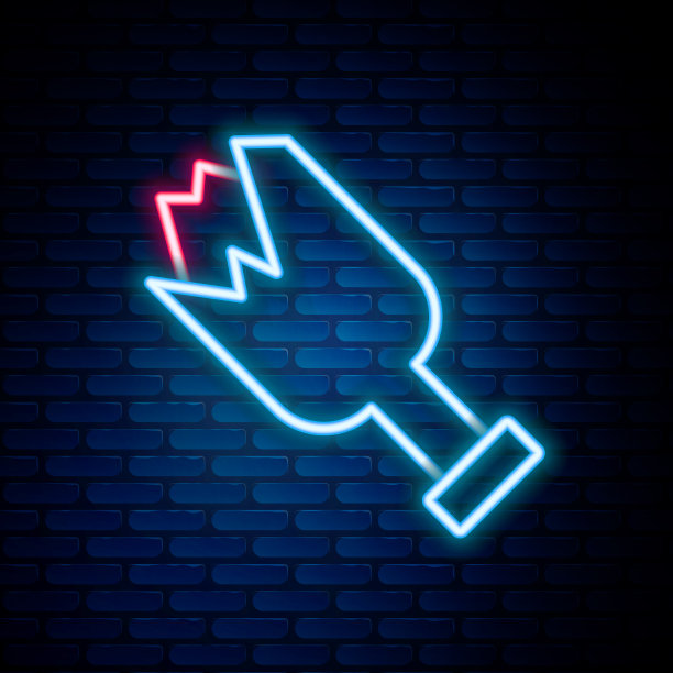 发光的霓虹灯线破碎的瓶子作为武器图标图片下载