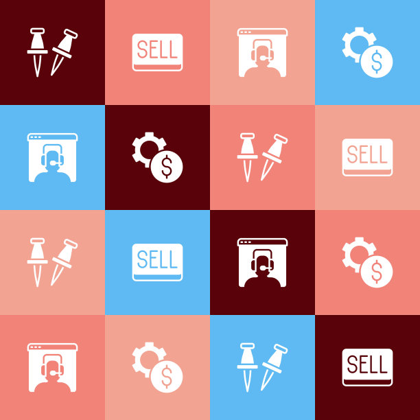 设置流行艺术推销，出售按钮，电话24小时支持和齿轮与美元符号图标。向量图片下载