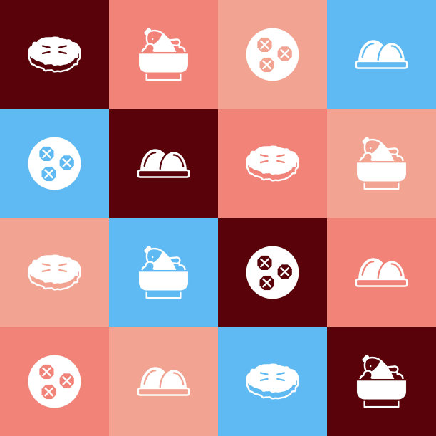 自制派，米饭鱼碗，馄饨和寿司图标。向量图片下载